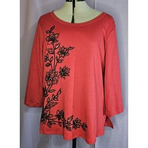 Alfred Dunner, Red, Black, Tops, Size: M